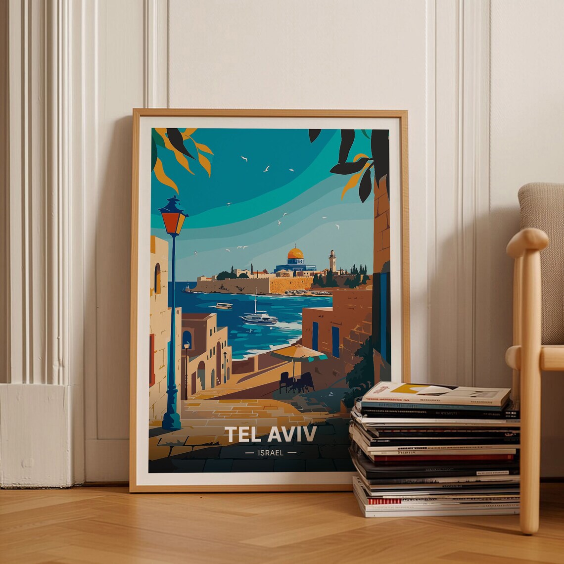 Tel Aviv Travel Poster, Israel Cityscape Art