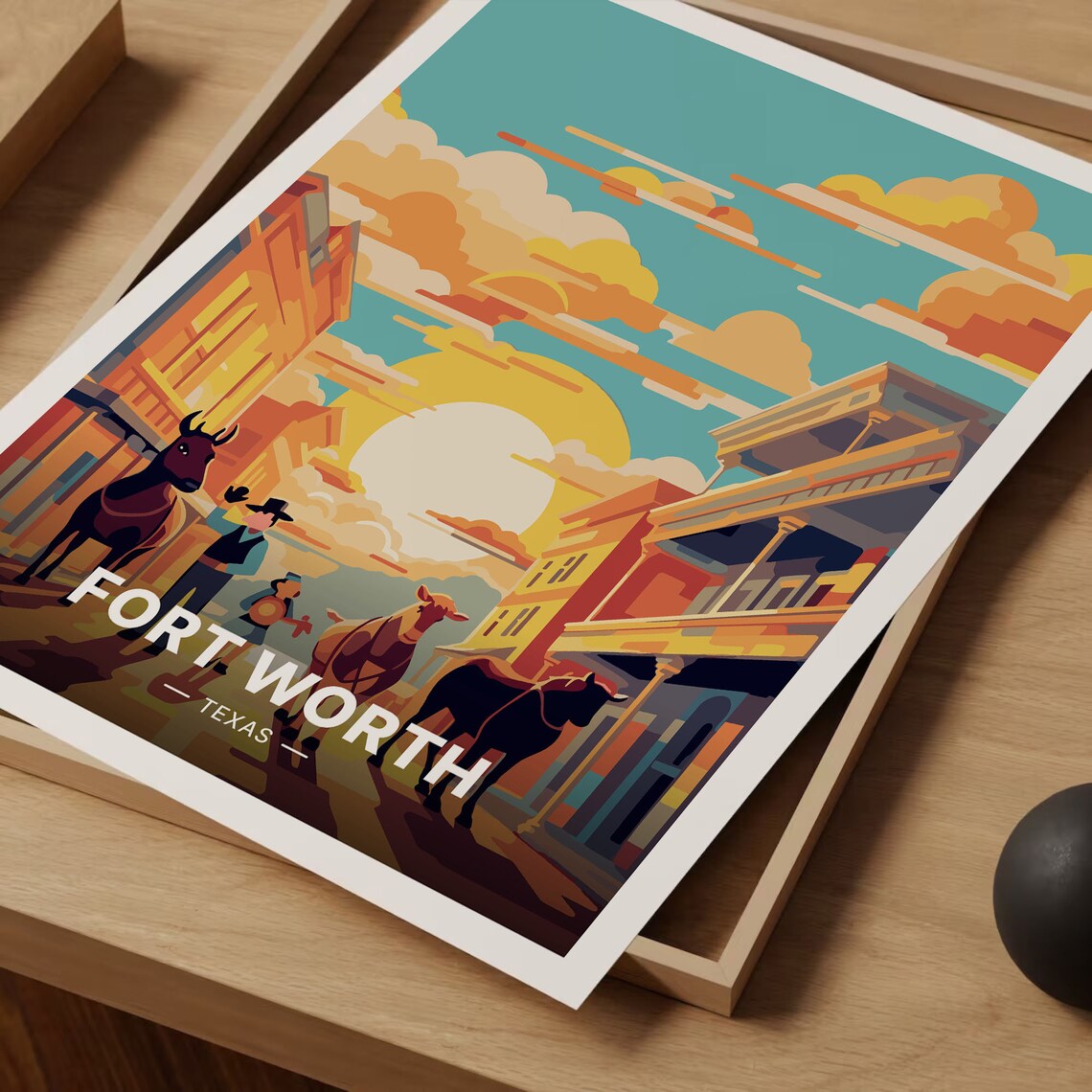 Fort Worth Texas Mid-Century Travel Poster Art Print - Image 3