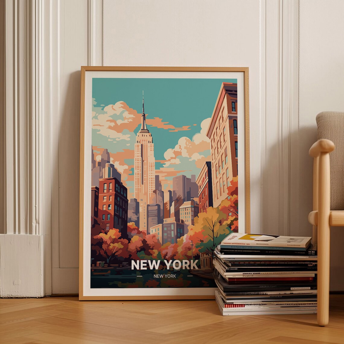 New York City Retro Manhattan Travel Poster