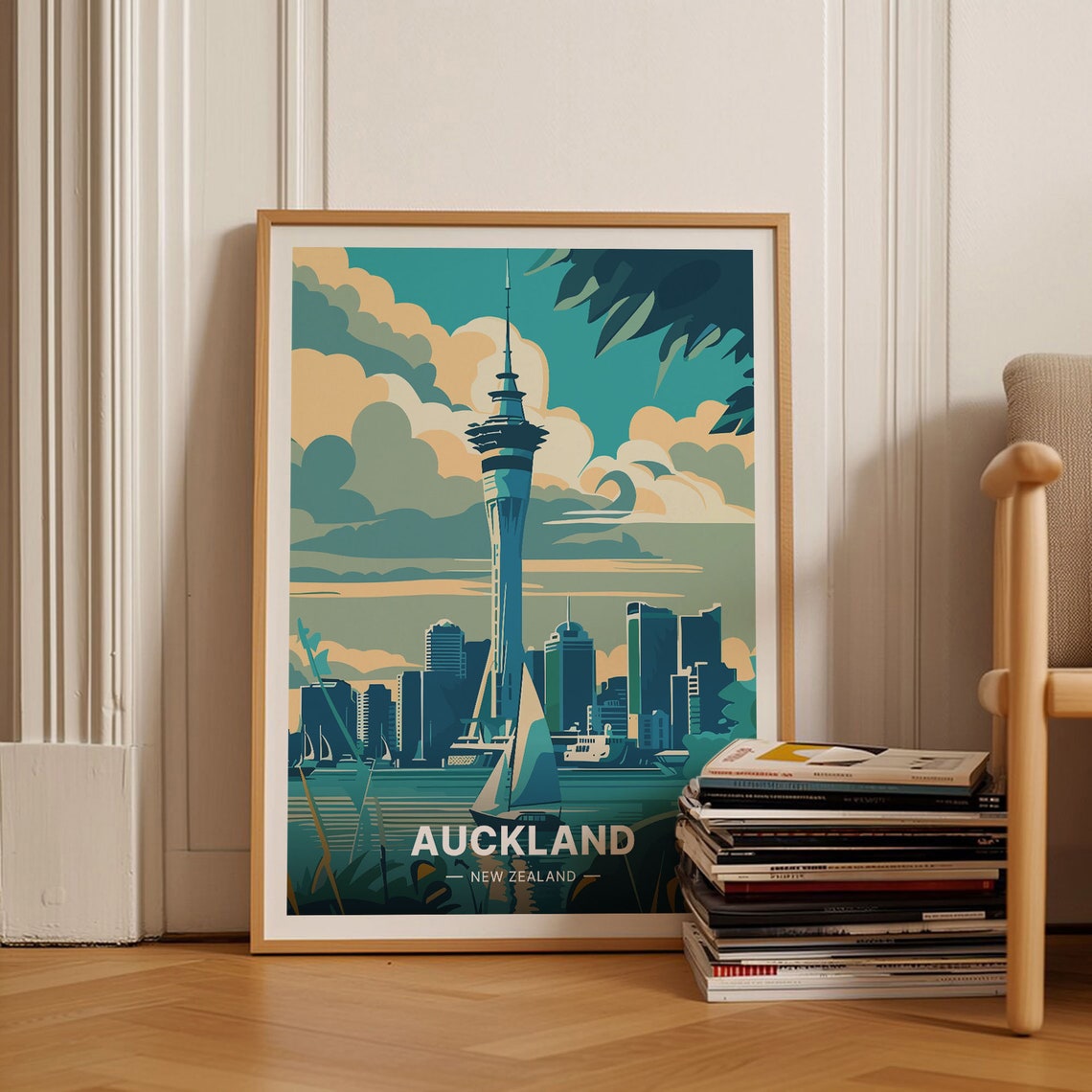 Auckland Skyline Travel Poster New Zealand Cityscape Wall Art Home Decor Art Lover Gift Travel Themed Room Decoration C20 476