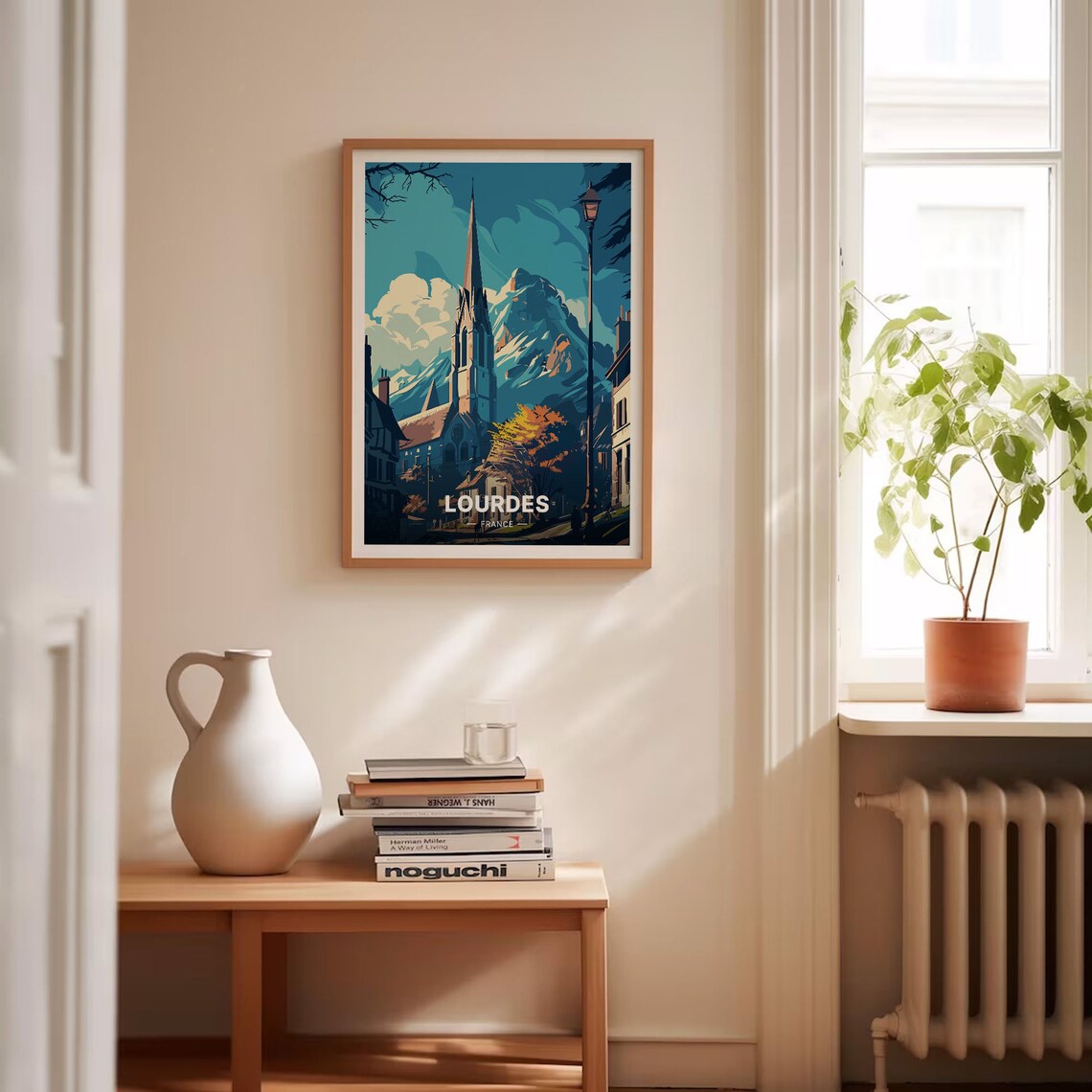 Lourdes France Pyrenees Church Spire Mountain Sanctuary Travel Poster - Image 4