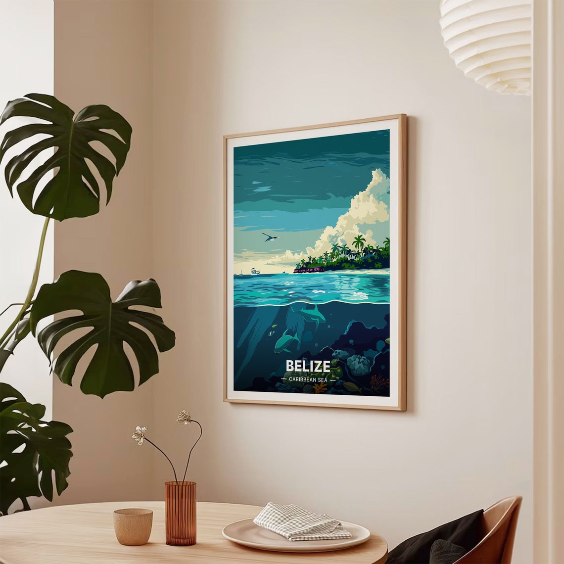 Belize Travel Poster Caribbean Sea Art Unique Wedding Gift Birthday Present Idea Home Decor C20 384 - Image 2
