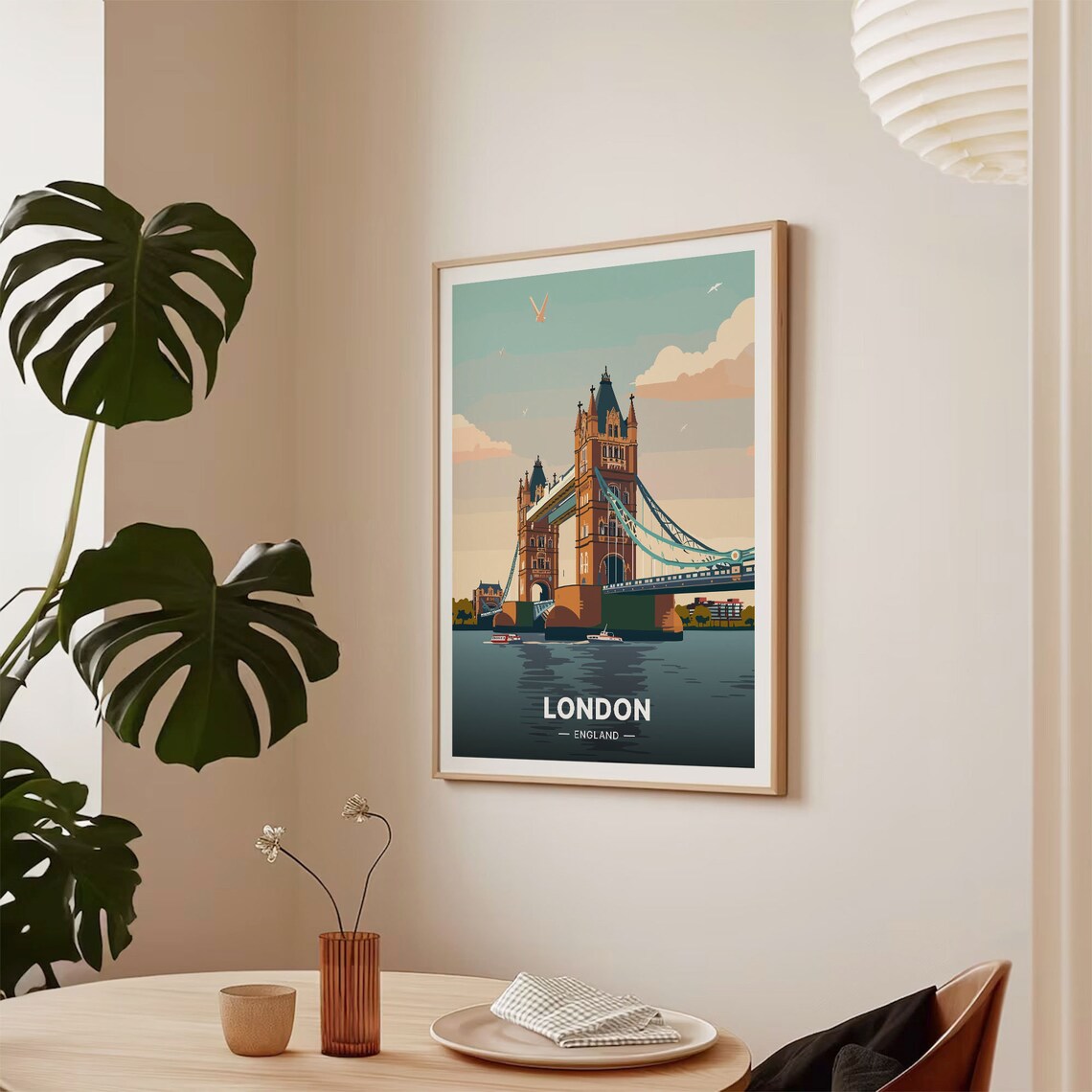 London Skyline Travel Poster, British Cityscape - Image 2