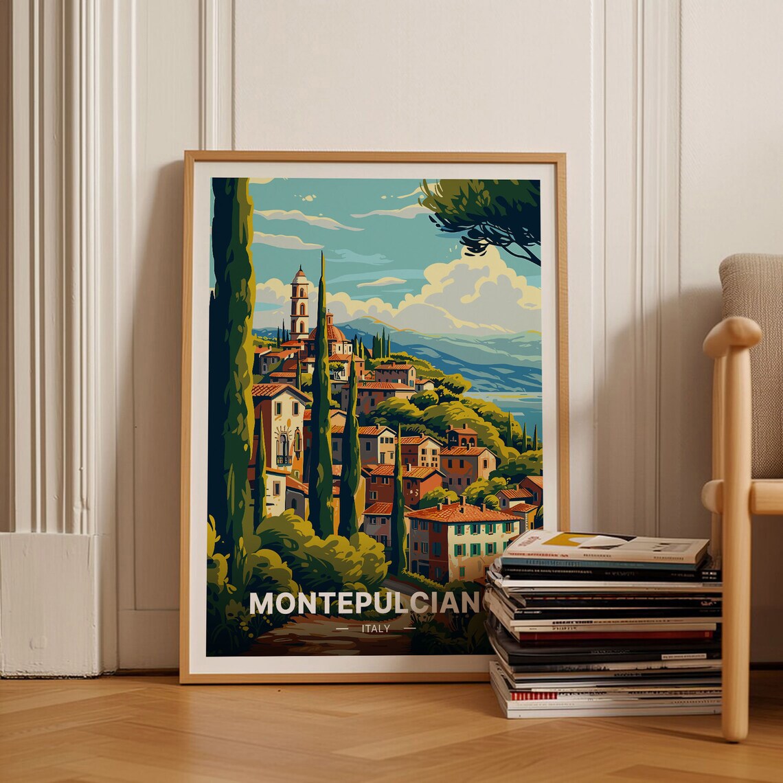 Montepulciano Italy Vintage Travel Poster, Landscape