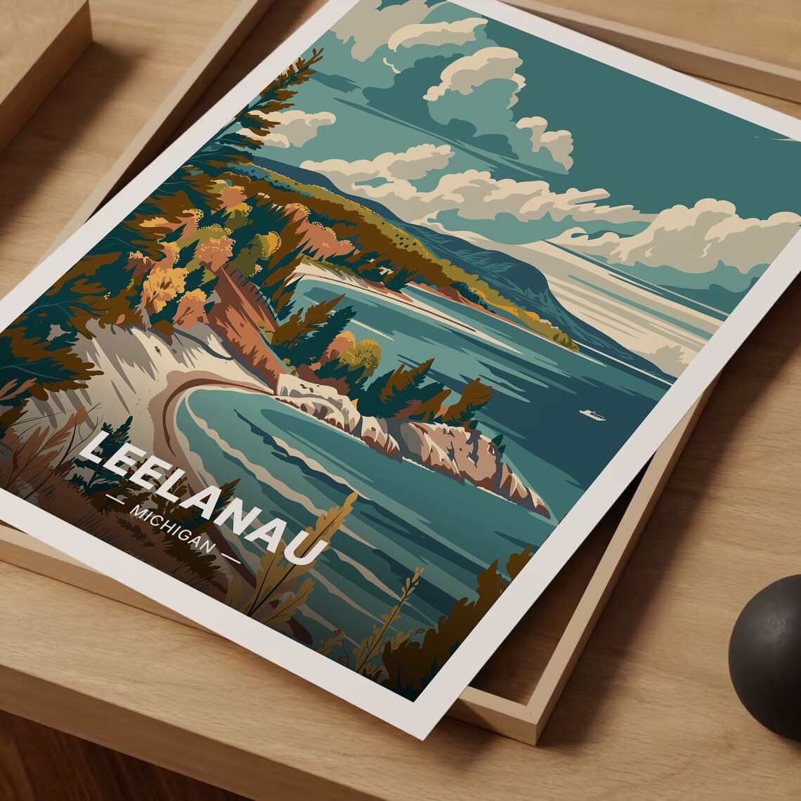Leelanau Michigan Travel Poster, Scenic Landscape Art Print - Image 3