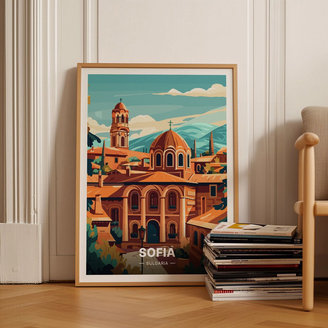 Sofia Bulgaria Alexander Nevsky Cathedral Orthodox Travel Poster