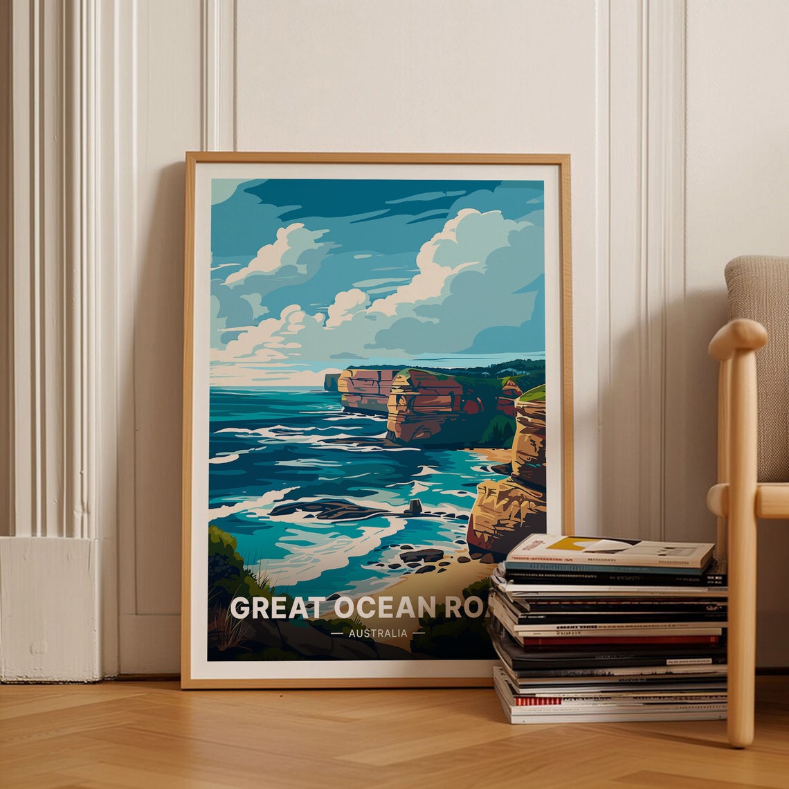 Great Ocean Road Australia Limestone Sea Stacks Surf Travel Poster