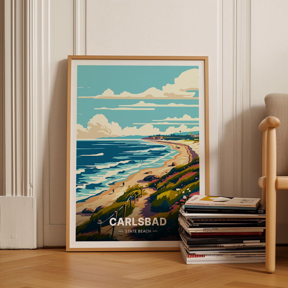 Carlsbad Travel Poster, Coastal Decor Art Print