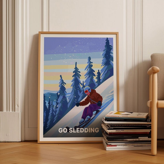 Winter Sports Travel Poster Sledding Skiing Snowboarding Tobogganing Retro Wall Art For Home Decor C20 1894