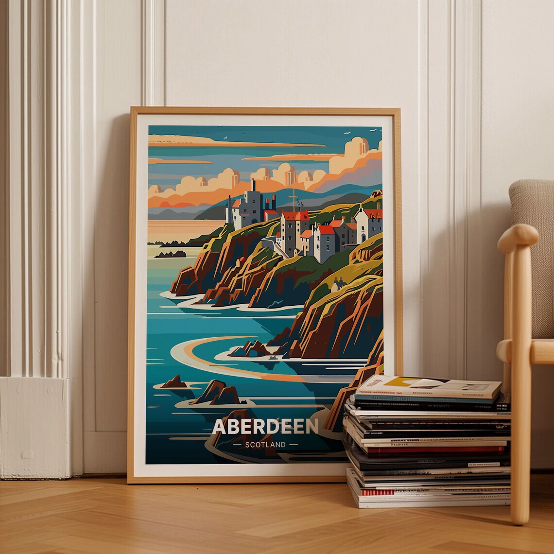 Aberdeen Scotland Cityscape Travel Poster