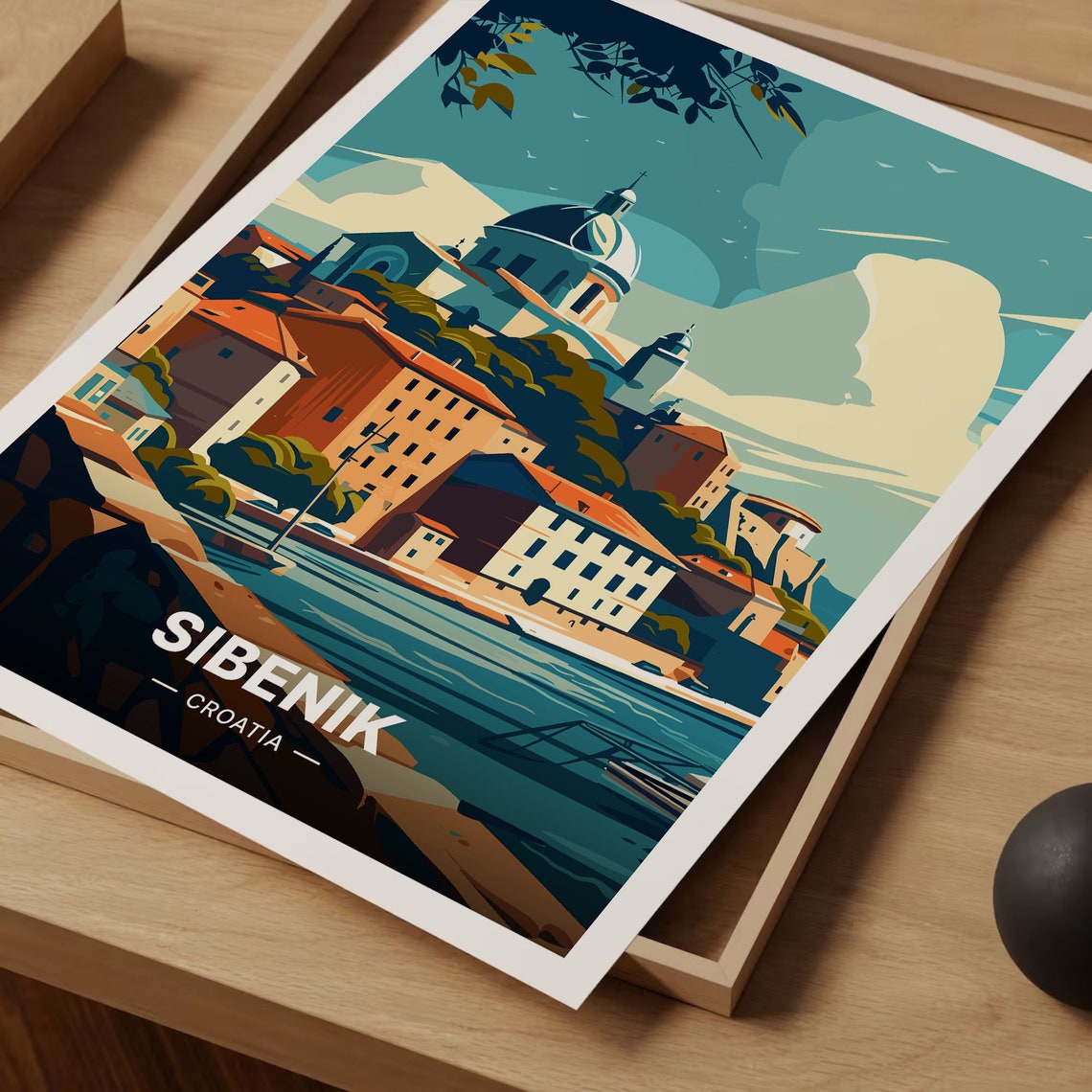 Sibenik Croatia Cathedral Dome Old Town Harbor Vintage Travel Poster - Image 3