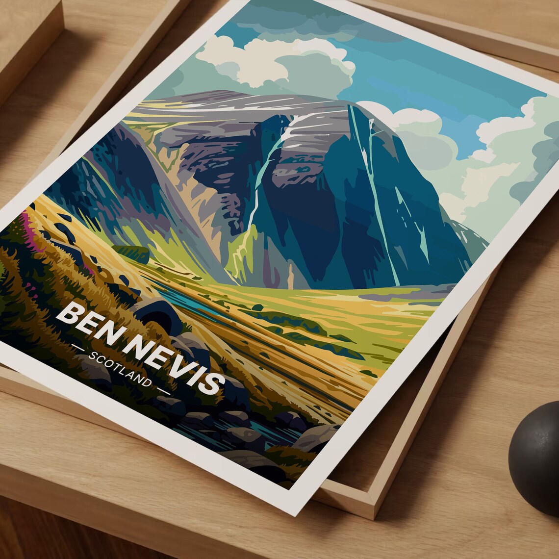 Ben Nevis Scotland Travel Poster Mountain Peak Highland Landscape Art - Image 3