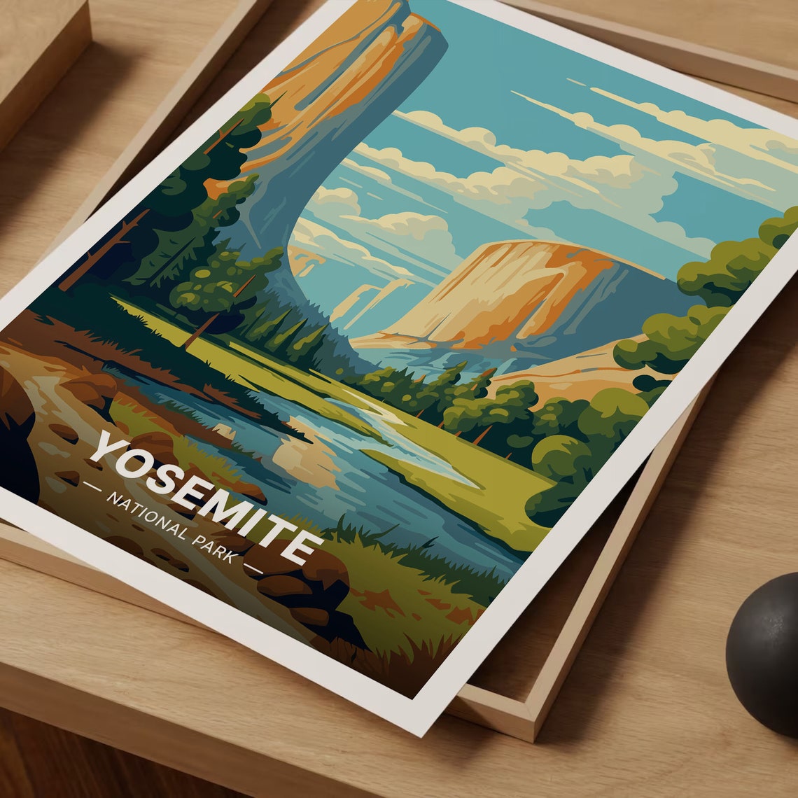 Yosemite National Park Granite Cliffs River Retro Travel Poster - Image 3