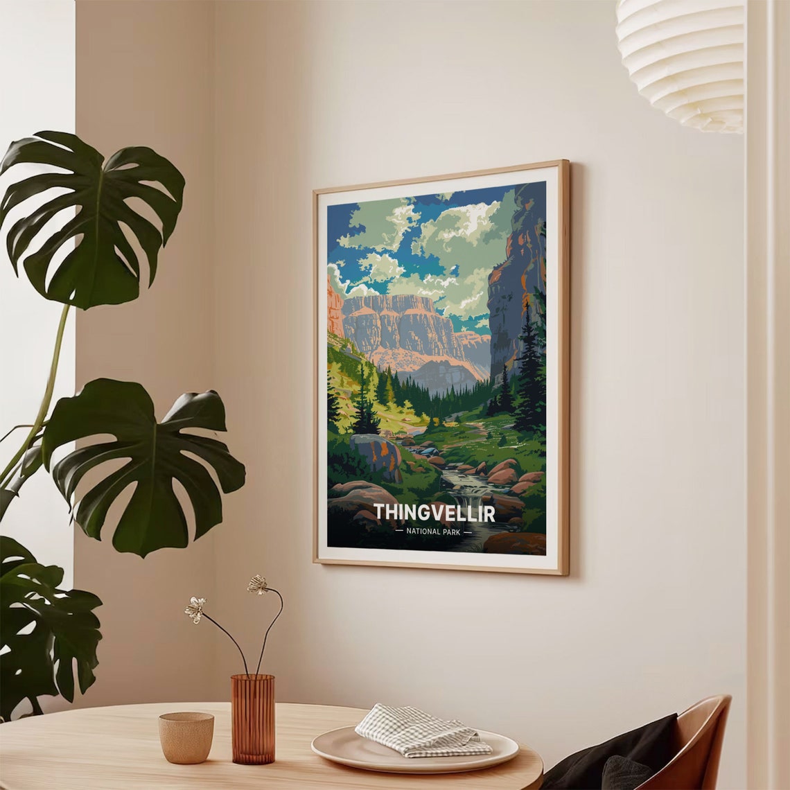 Thingvellir National Park Poster Iceland Rift Valley Waterfall Art - Image 2