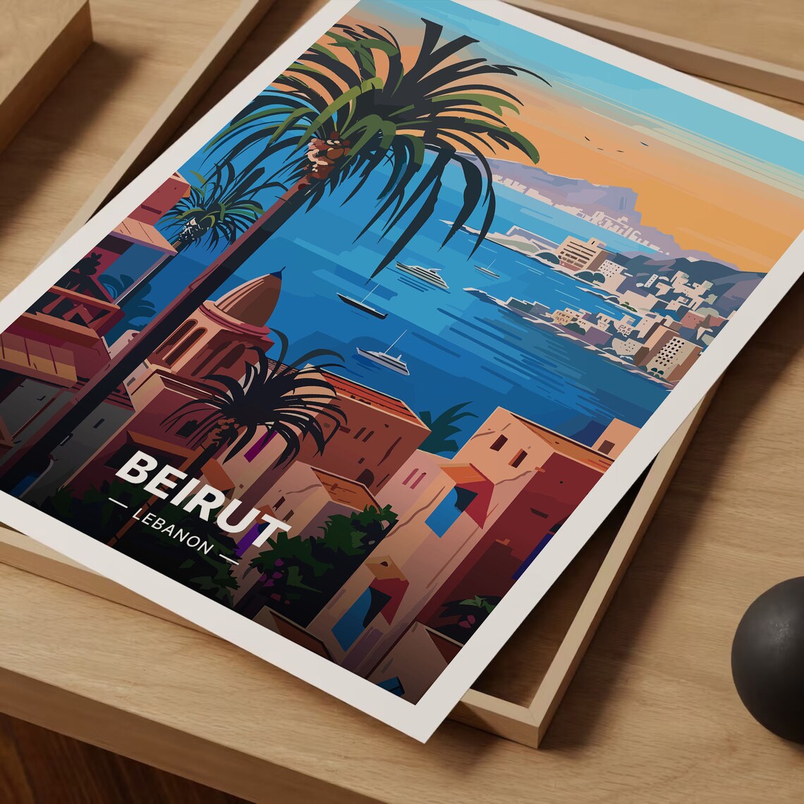 Beirut Travel Poster, Lebanon Cityscape Art Print - Image 3