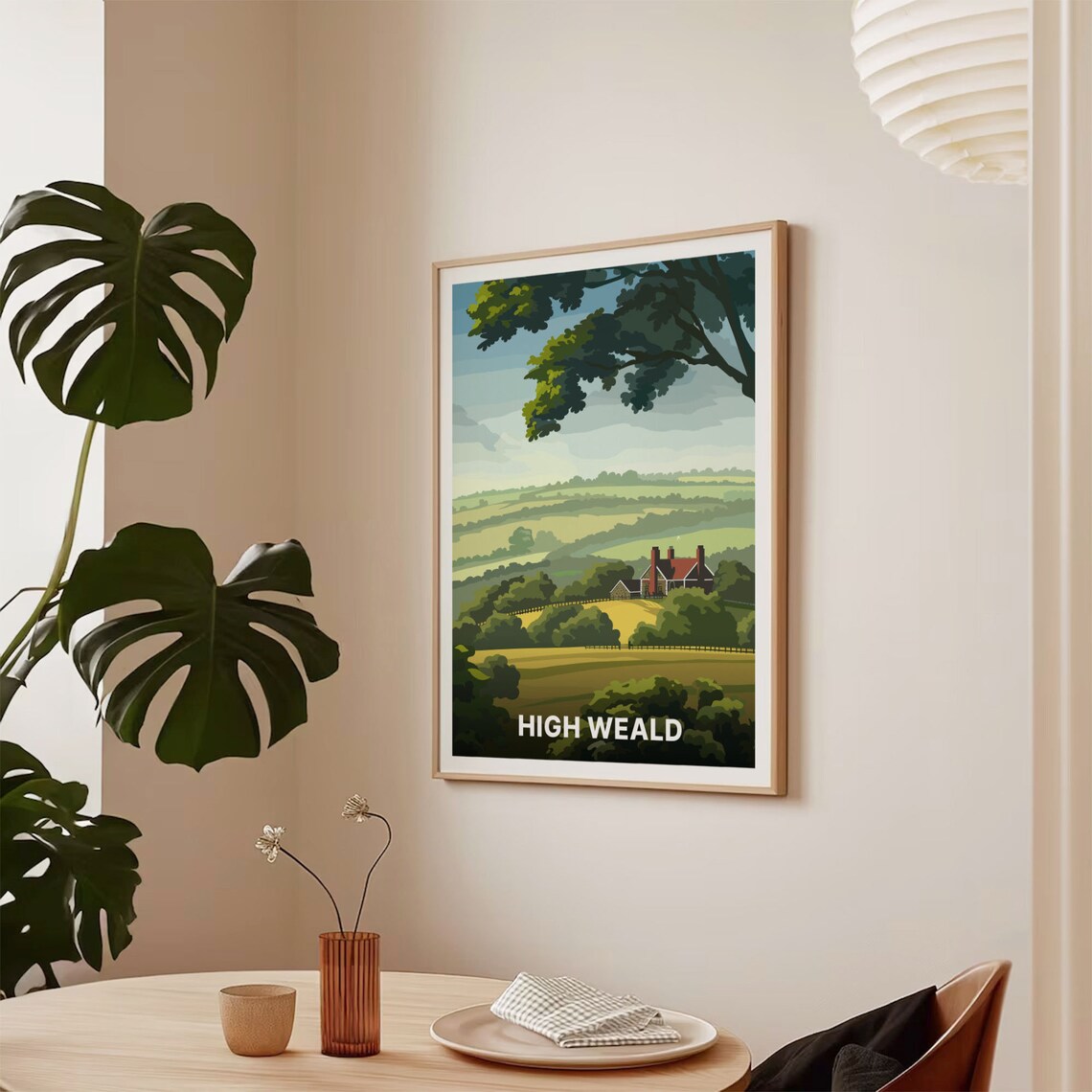 High Weald Countryside Travel Poster Rolling Green English Hills Art - Image 2