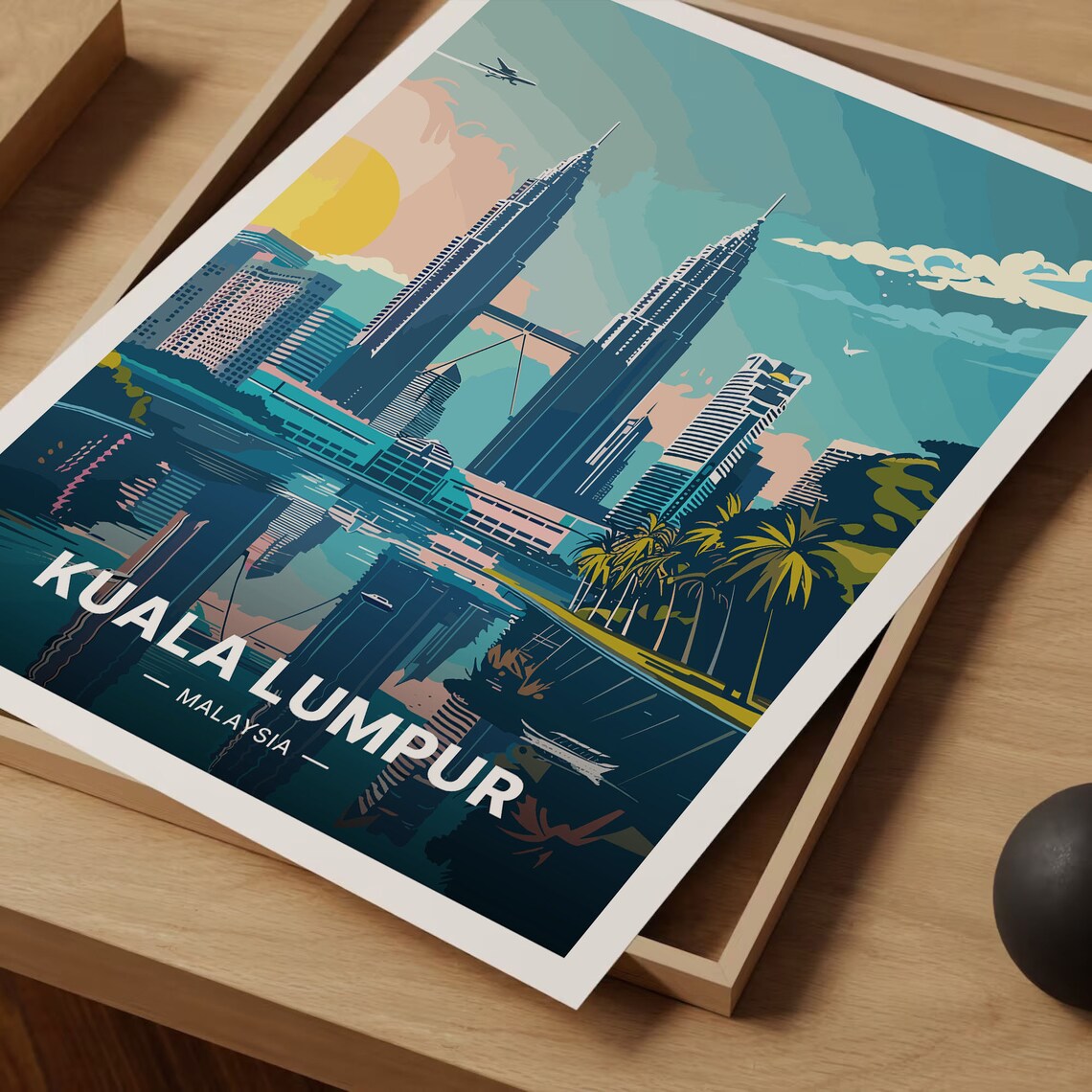 Kuala Lumpur Skyline Travel Poster, Malaysia Decor - Image 3