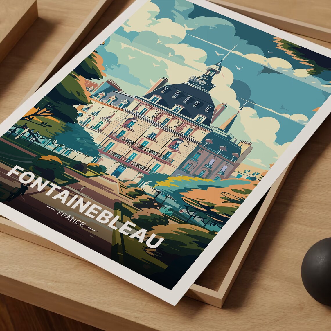 Fontainebleau France Travel Poster Chateau Vintage French Palace Art - Image 3