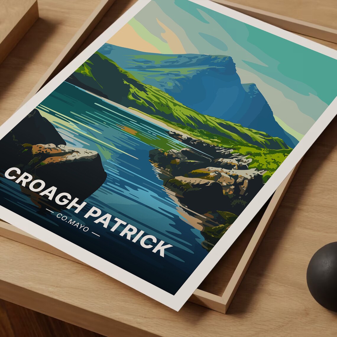 Ireland Travel Poster, Croagh Patrick County Mayo - Image 3