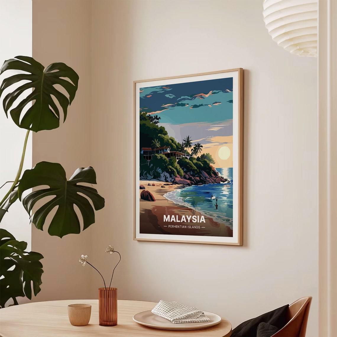 Perhentian Islands Malaysia Sunset Beach Rocky Coast Tropical Poster - Image 2