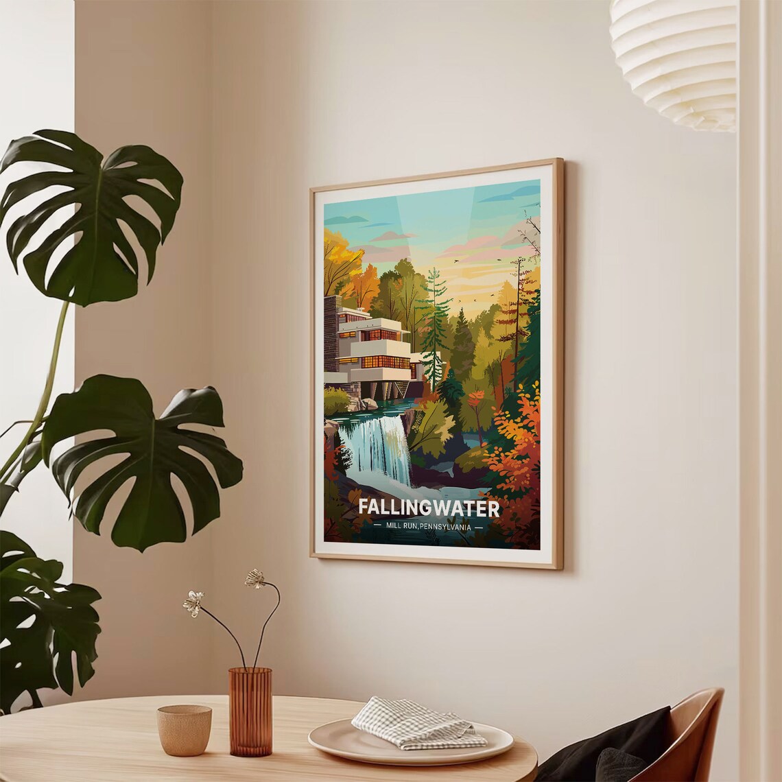 Fallingwater Pennsylvania Landmark Travel Poster - Image 2