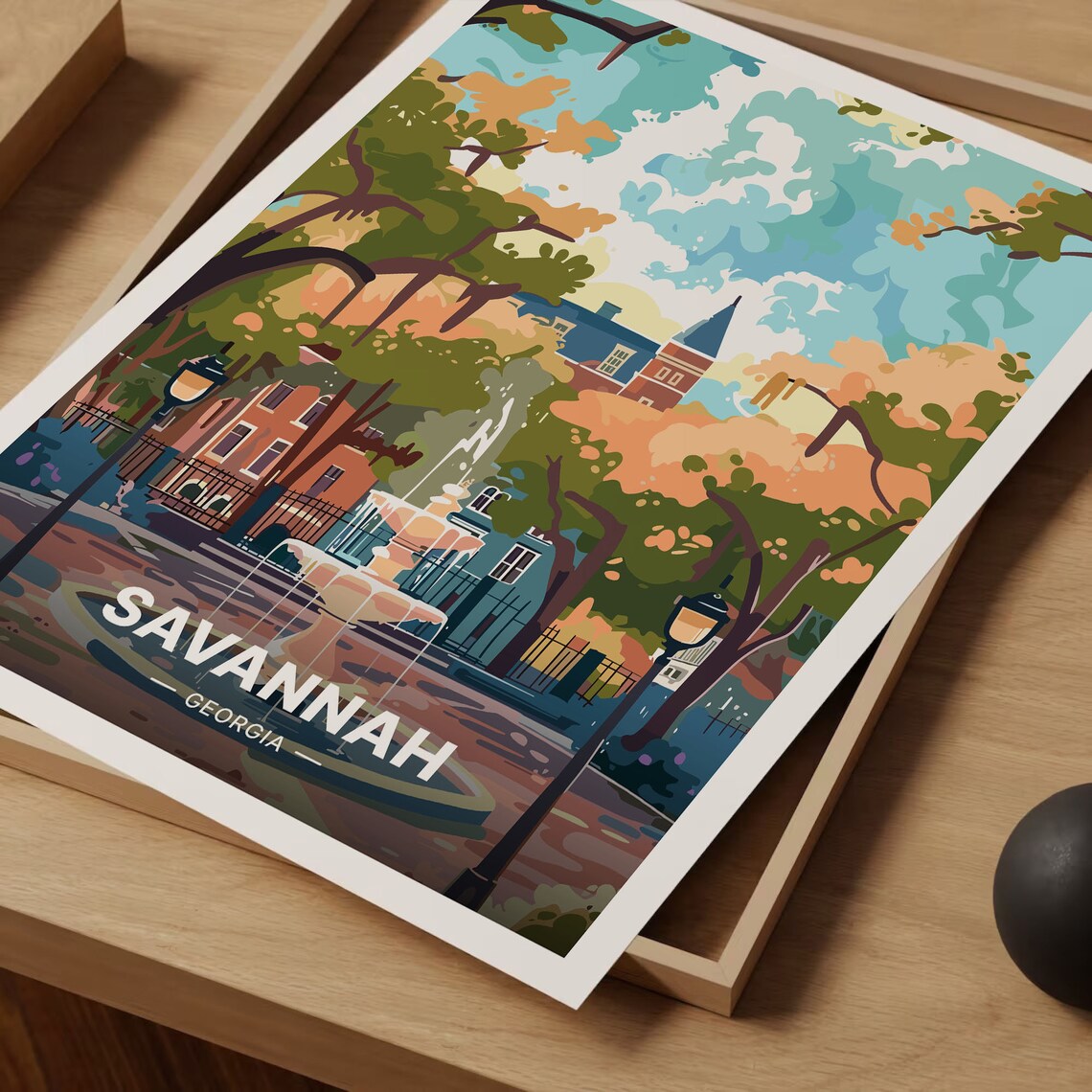 Savannah Forsyth Park Mid-Century Travel Poster - Image 3