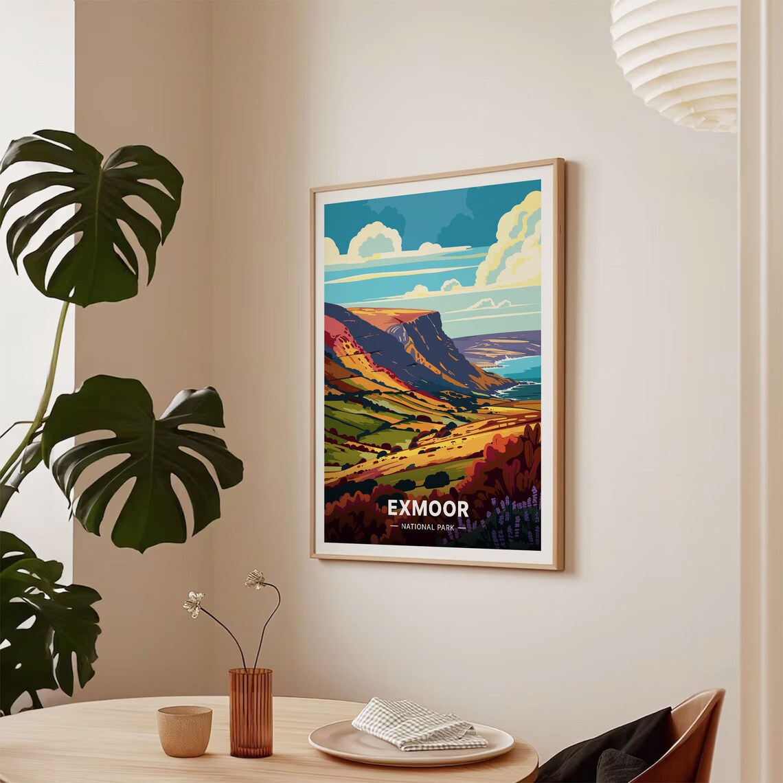 Exmoor National Park Valley Coast Cliffs Patchwork Fields Travel Poster - Image 2
