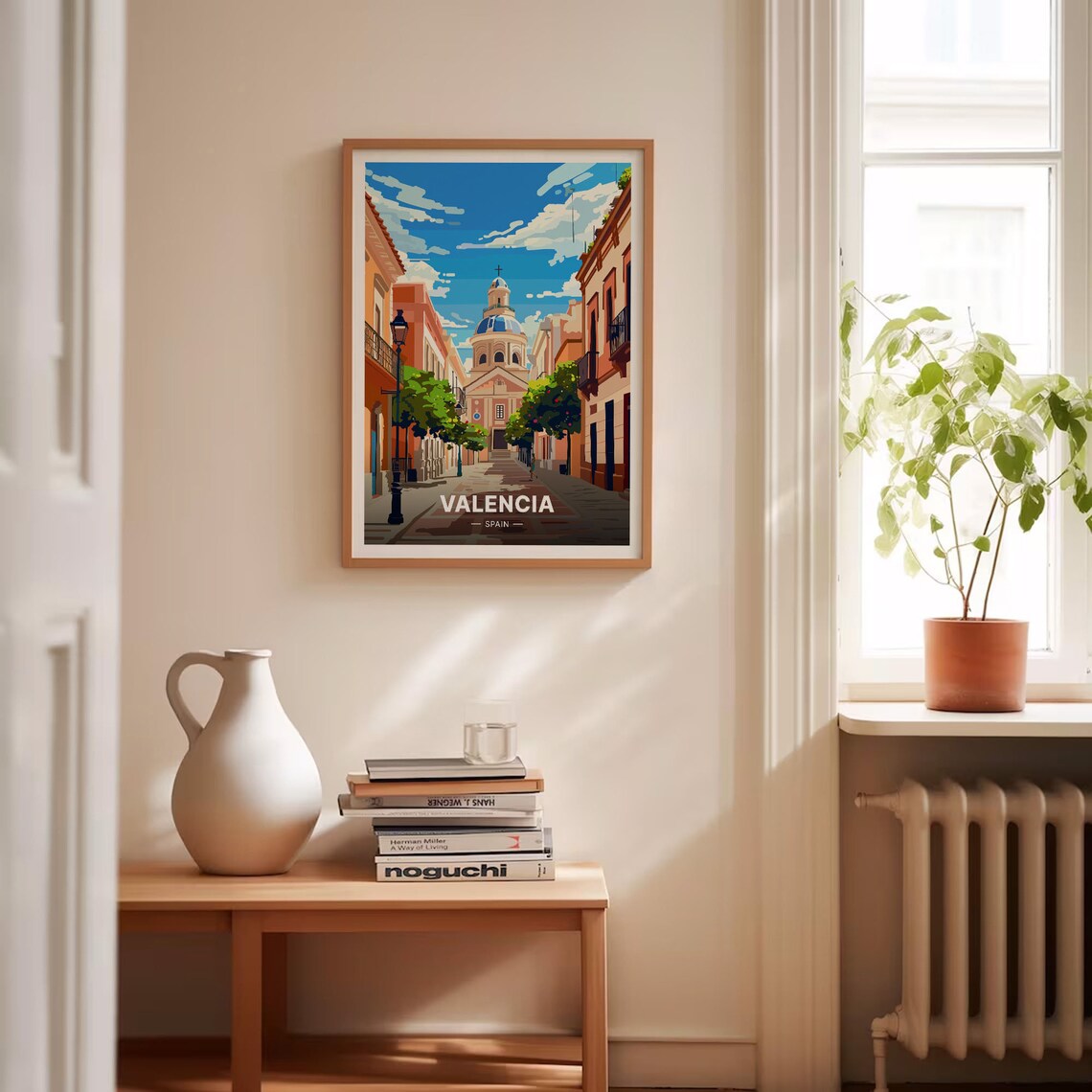 Valencia Spain Poster Old Town Street Domed Church Cityscape Art - Image 4