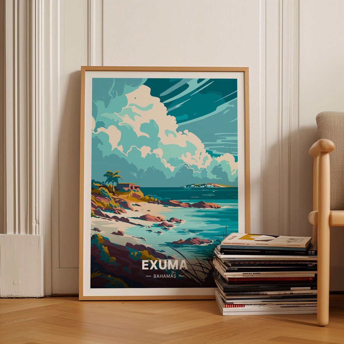 Exuma Bahamas Tropical Turquoise Coastline Rocky Shore Poster