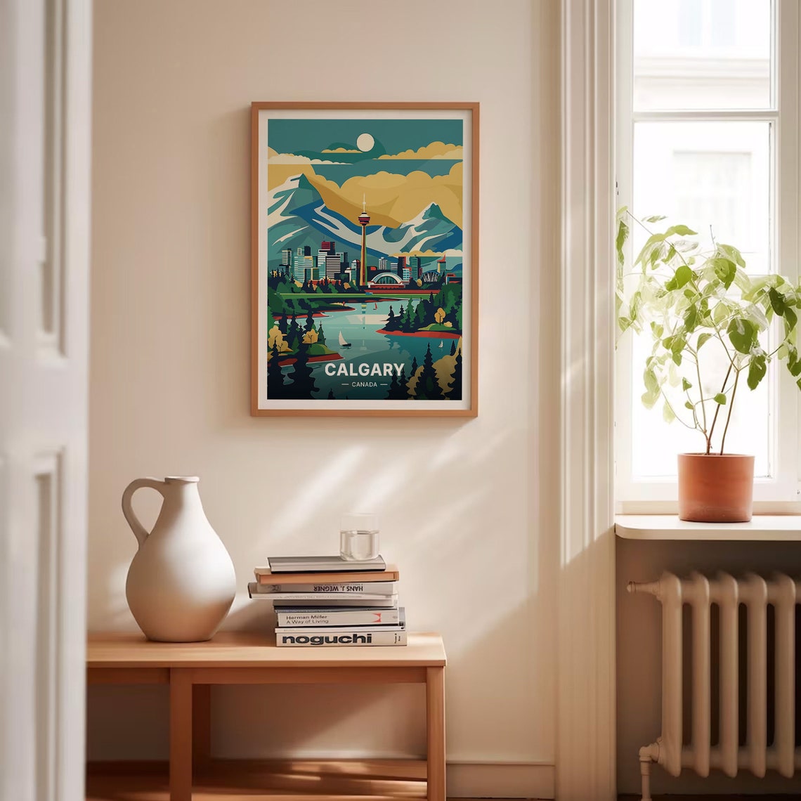 Calgary Canada Tower Skyline River Mountain Backdrop Travel Poster - Image 4