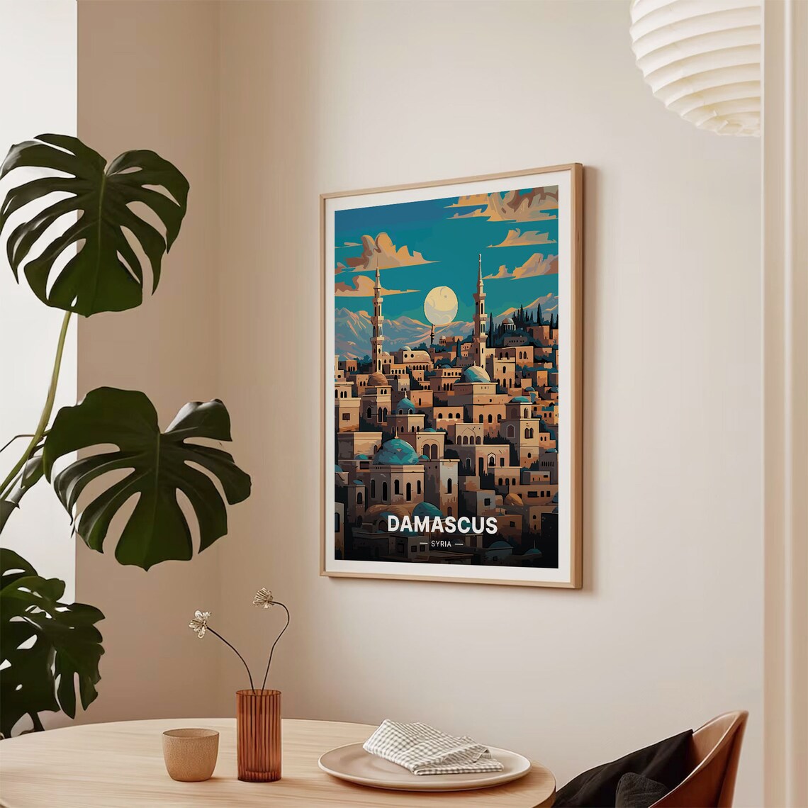 Damascus Cityscape Travel Poster, Syria Wall Decor - Image 2