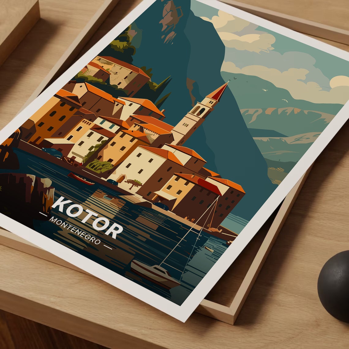 Kotor Montenegro Old Town Bay Mountain Waterfront Travel Poster - Image 3