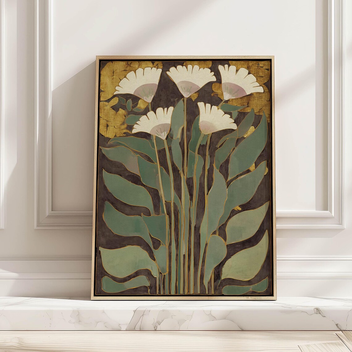 Vintage Botanical Flower Poster, Art Nouveau Print