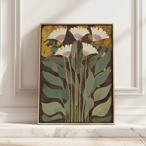 Vintage Botanical Flower Poster, Art Nouveau Print