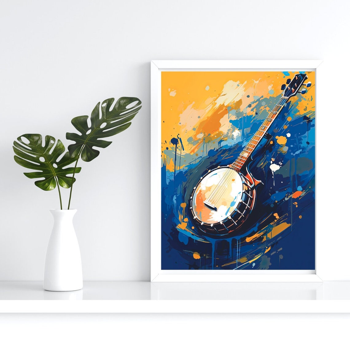 Abstract Guitar Wall Art Music Instrument Print Modern Minimalist Decor