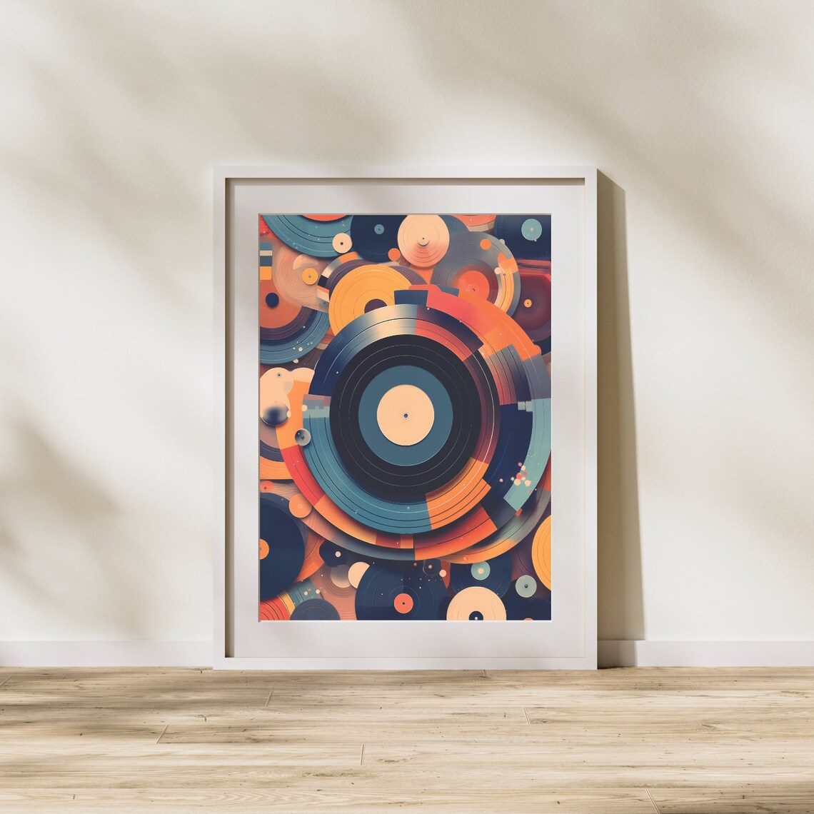 Colorful Vinyl Records Collage Poster Retro Abstract Music Wall Decor Art