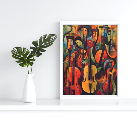 Abstract Music Instruments Wall Art Poster Instrument Print Colorful Modern