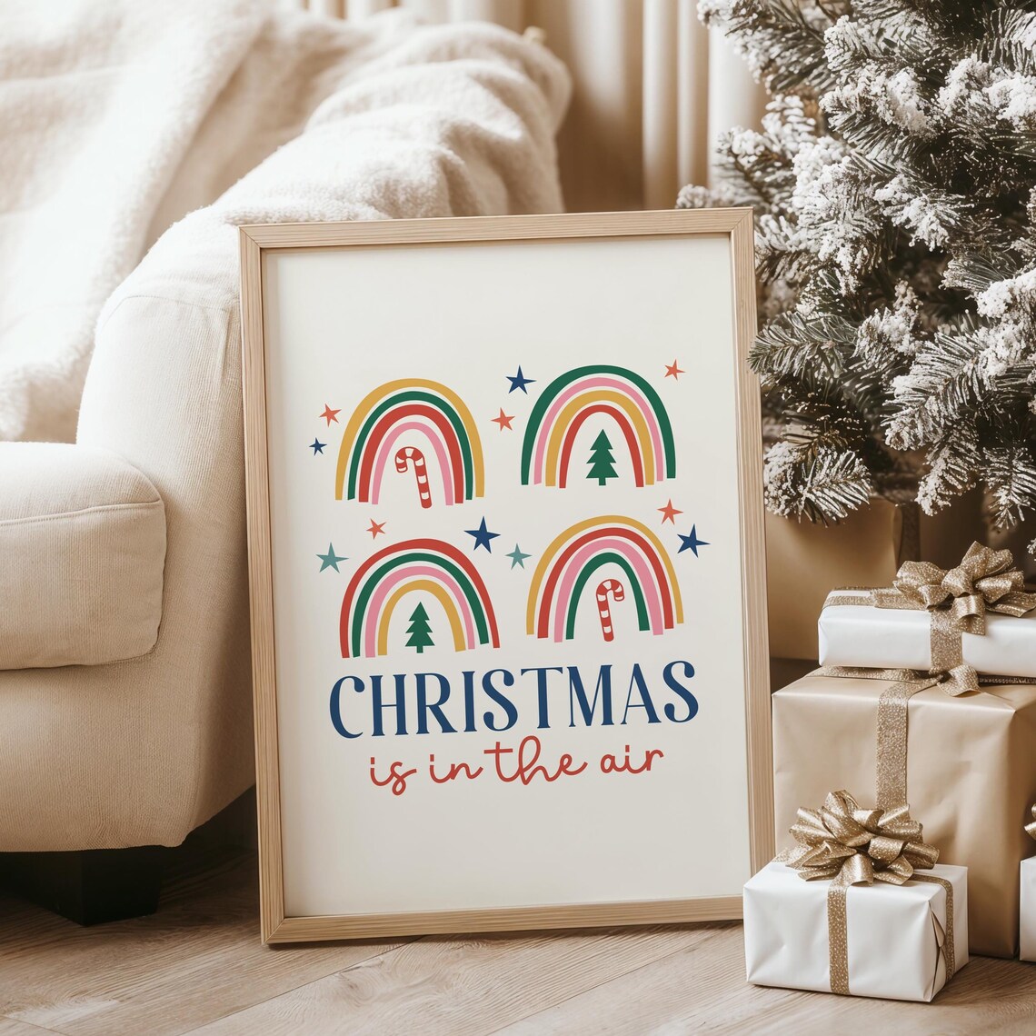 Christmas Is In The Air Rainbow Candy Cane Holiday Decor Poster - Image 5