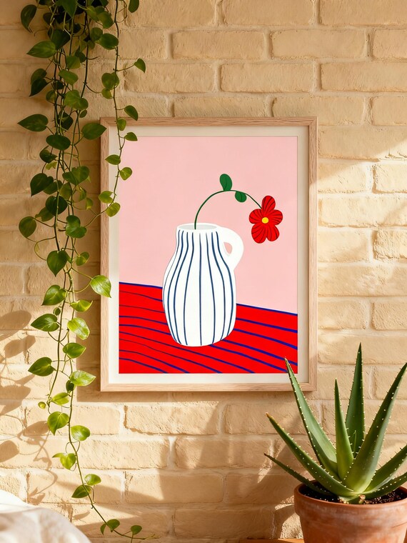 Modern Minimalist Flower Vase Poster Print