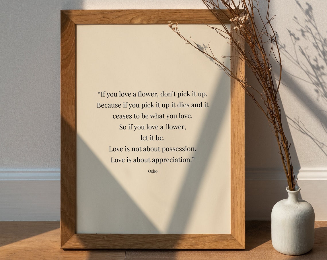 Osho Love Is Not Possession Quote Print Minimalist Typography Gift