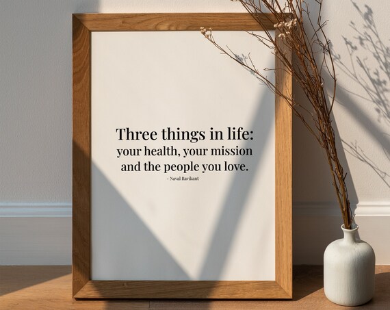 Naval Ravikant Health Mission Love Priorities Quote Office Poster