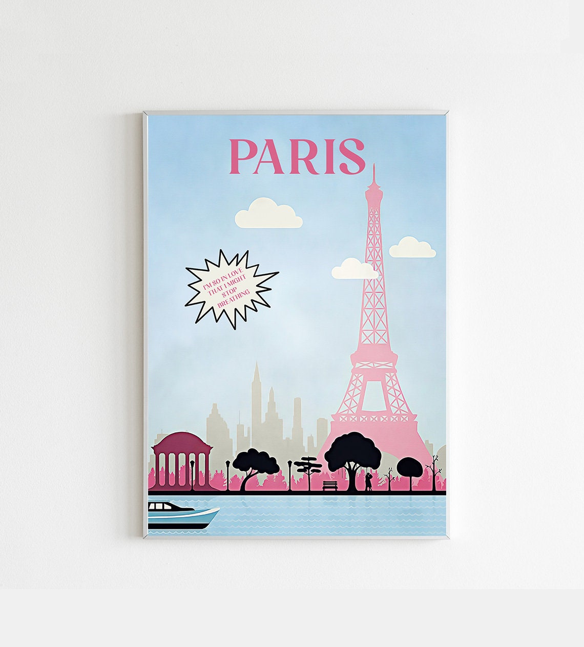 Taylor Swift Paris Song Lyric Eiffel Tower Pink Skyline Wall Art