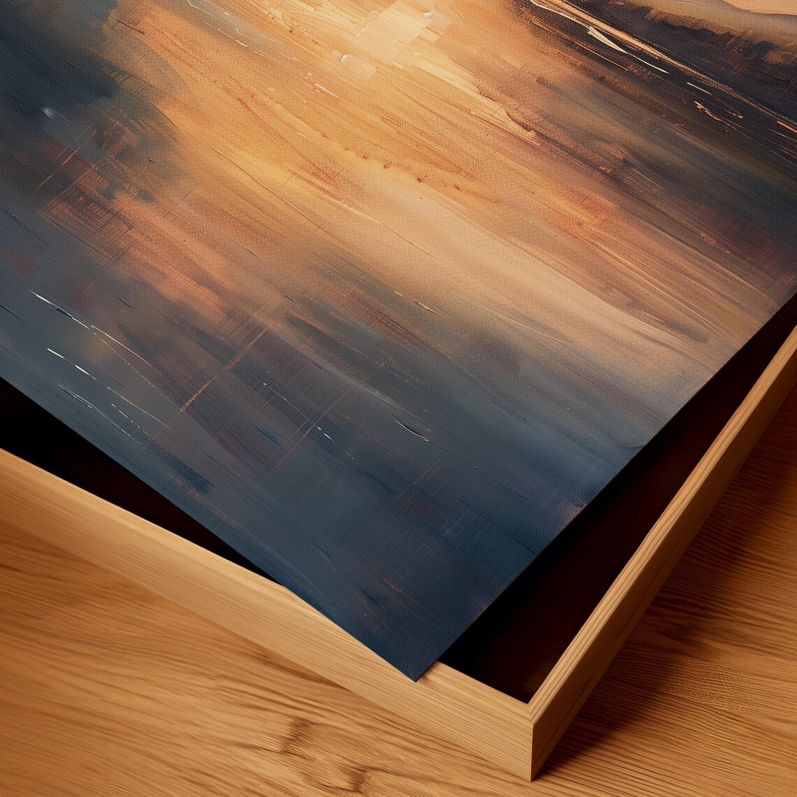Warm Golden Hour Lake Sunset Abstract Waterscape Painting Poster - Image 3