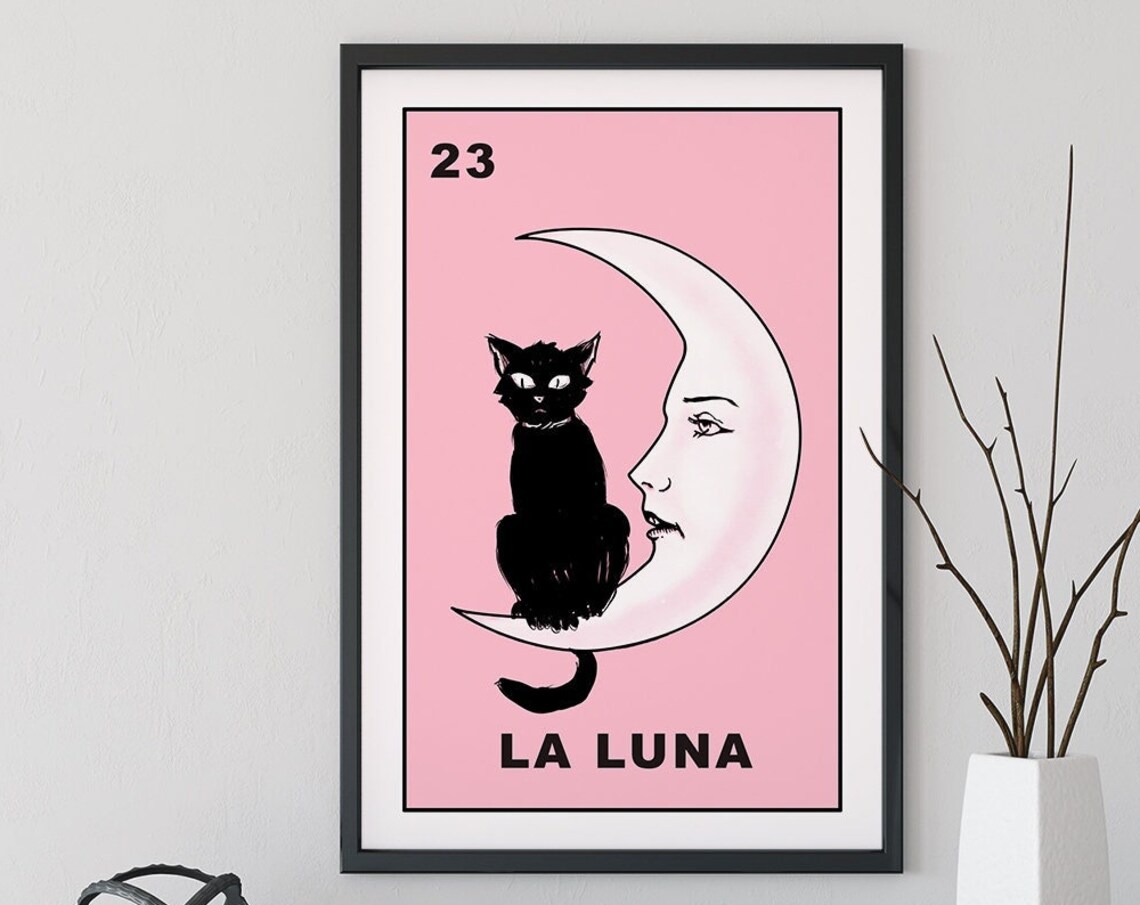 La Luna Cat Moon Print, Celestial Astrology Art