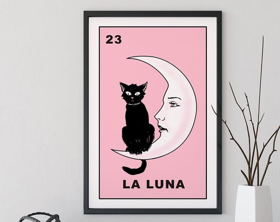 La Luna Cat Moon Print, Celestial Astrology Art