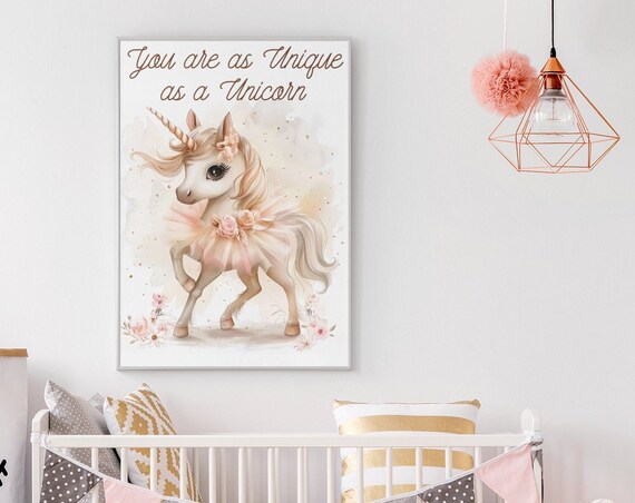 You are as Unique as a Unicorn Pink Tutu Unicorn Nursery Poster