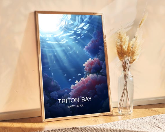 Triton Bay West Papua Poster Exotic Travel Decor Freediving Spot Ocean Scenery Home Or Booking Tropical Island Art