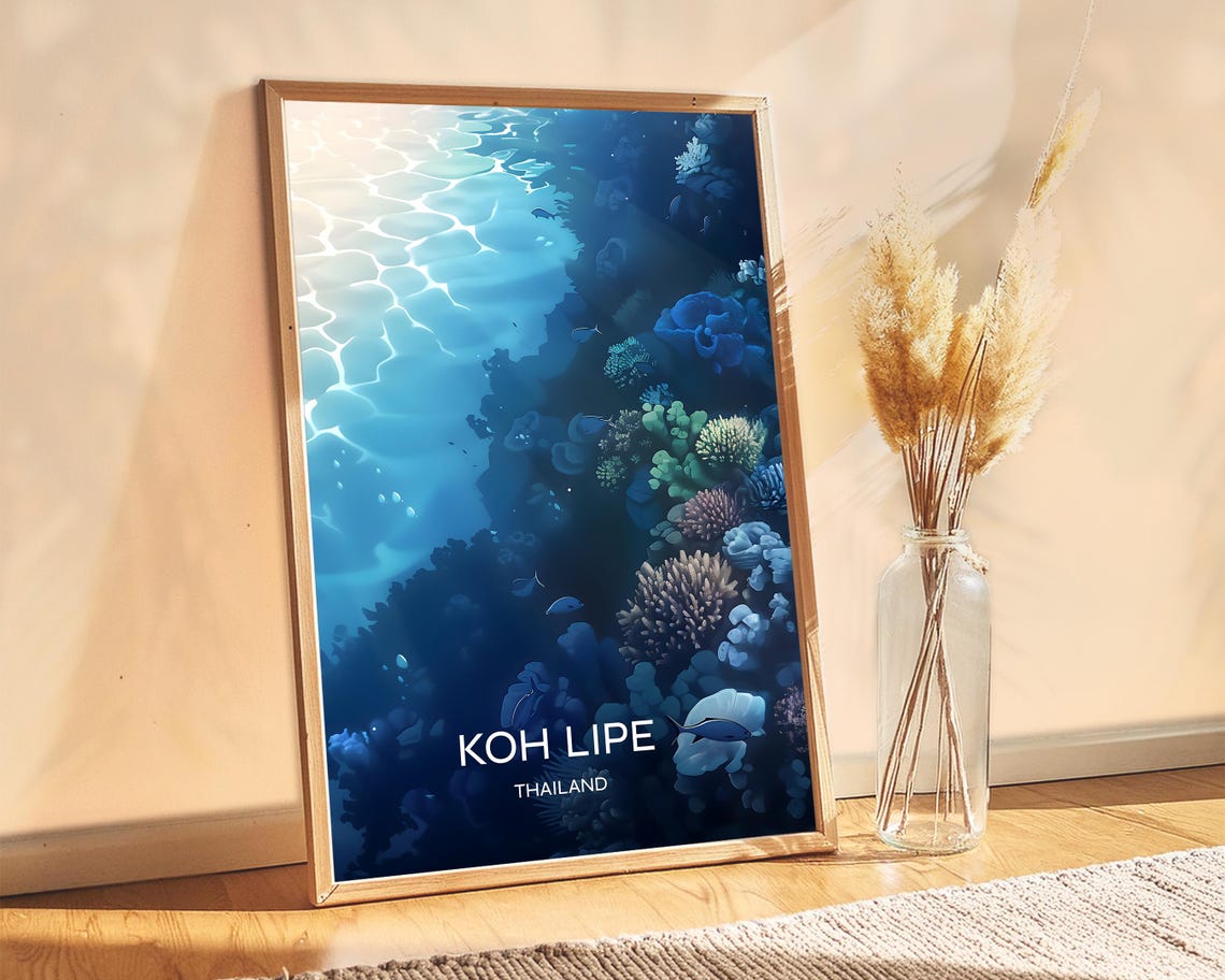 Koh Lipe Thailand Coral Reef Underwater Ocean Dive Travel Poster