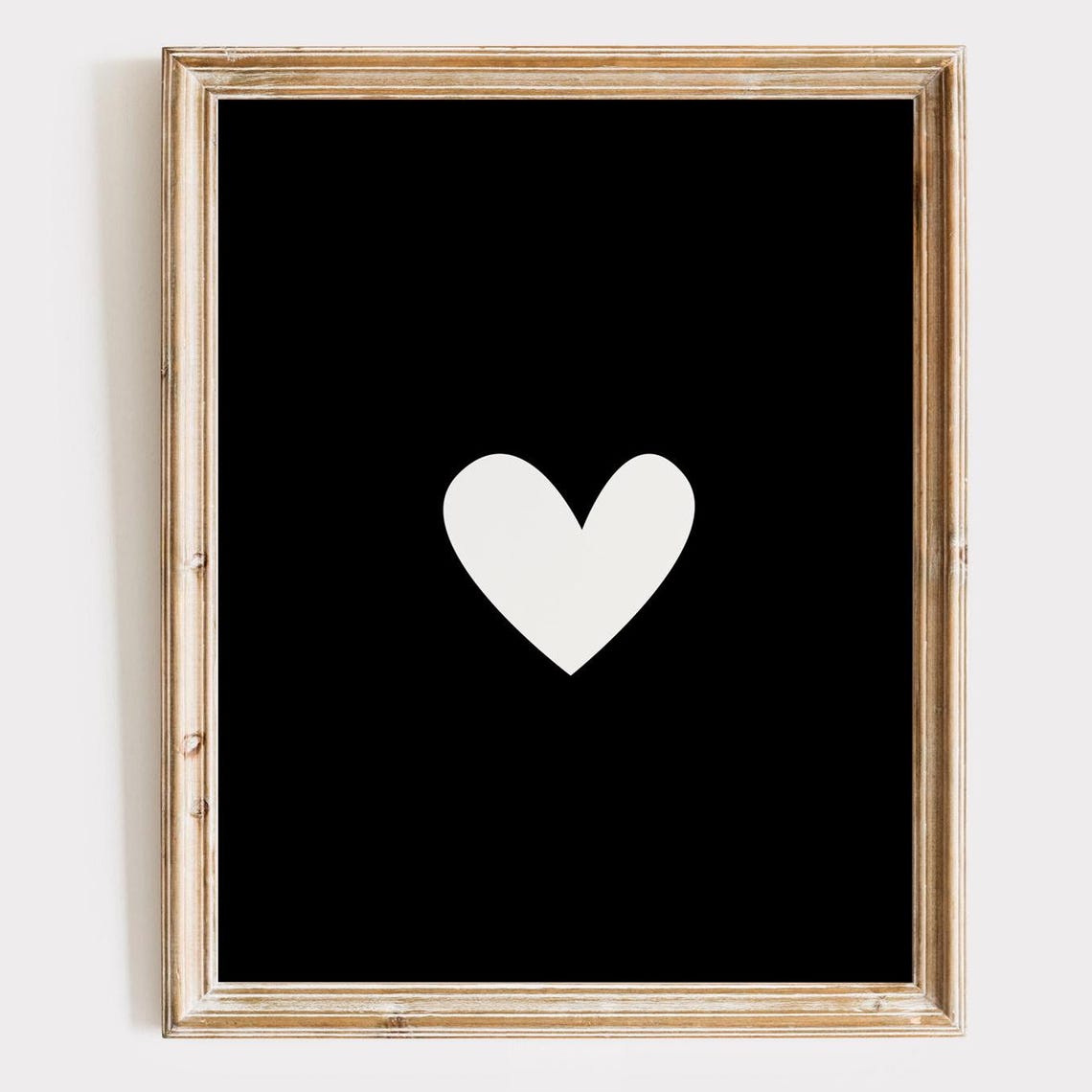 Heart Print Black And White Minimalist Wall Art