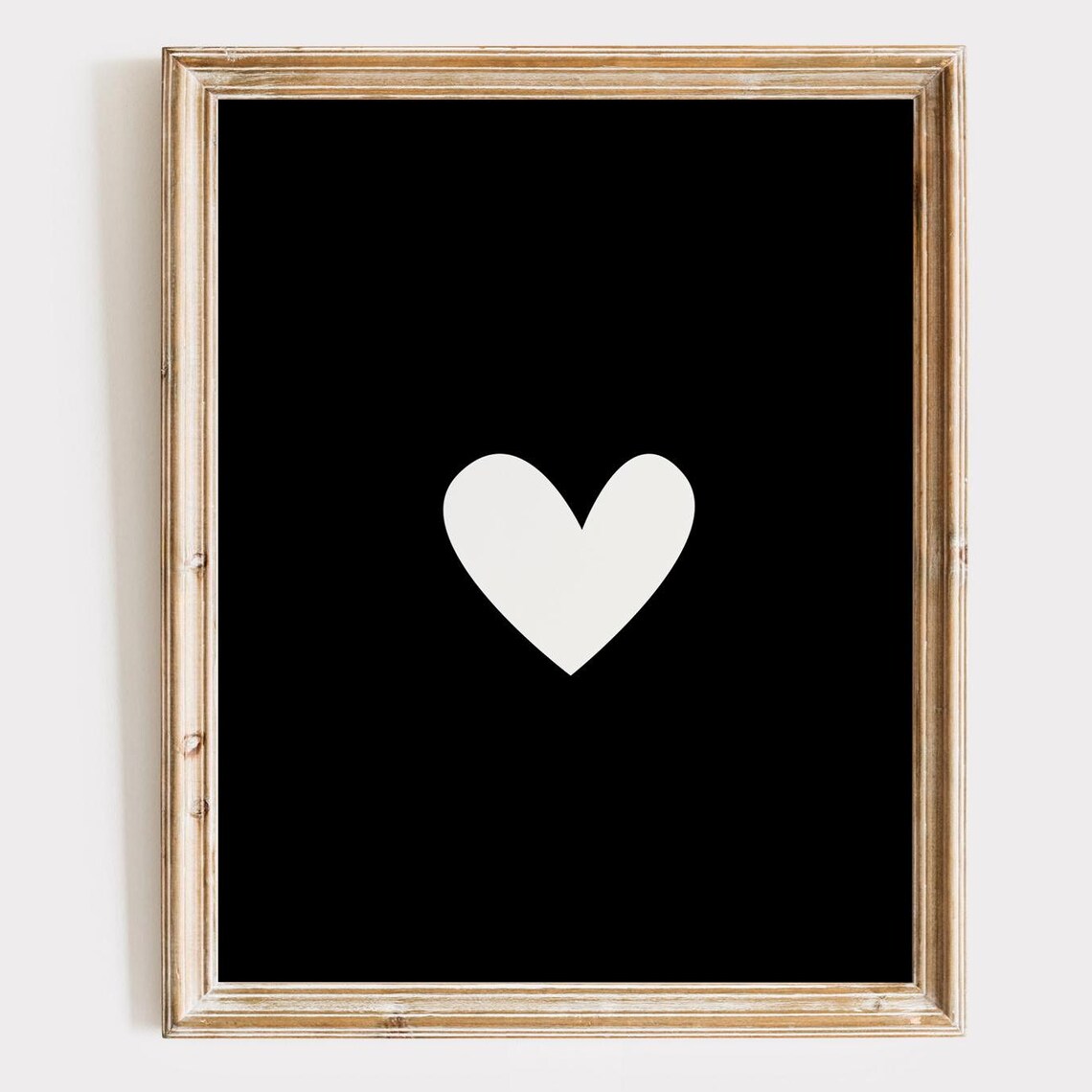 Minimalist White Heart On Black Bold Simple Modern Love Art Poster